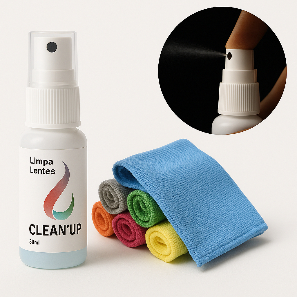 1 Limpa Lentes 30 ml + Pano de Microfibra Premium Limpeza de Óculos Tela Tv Celular Notebook em Oferta na Shopee