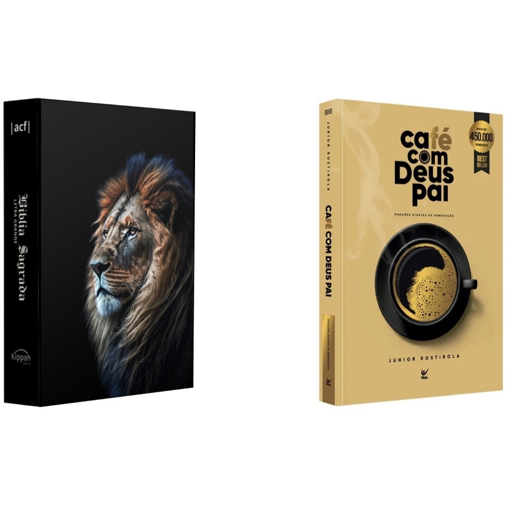 Kit Café com Deus Pai + Bíblia Sagrada ACF | Letra Grande | Leão Alteza em Oferta na Shopee