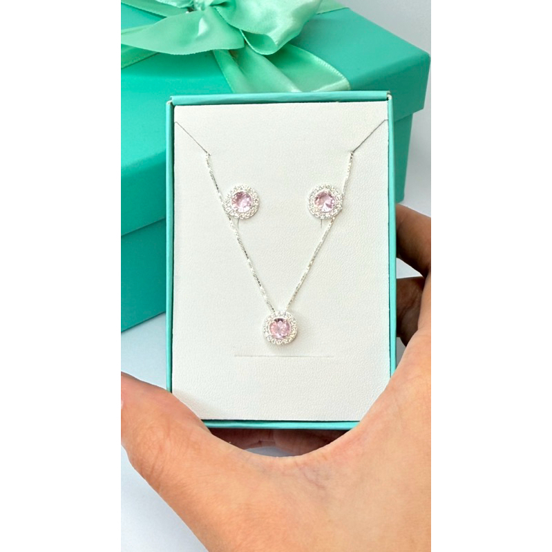 Conjunto Redondo Colorido Zircônia Prata925