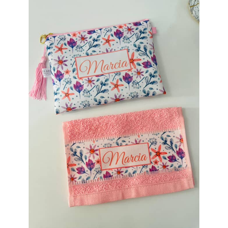 kit necessaire e toalhinha personalizadas com nome em Oferta na Shopee