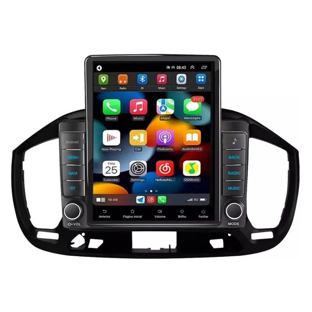 Multimidia Tesla Uno 15/21 Android 14 Carplay Wifi Com Moldura + Camera de ré