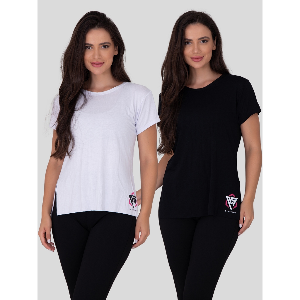 Kit 2 Blusas Feminina Comprida De Academia FITNESS em Oferta na Shopee