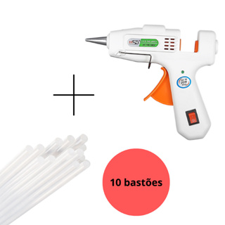 Pistola De Cola Quente Bivolt 110/220v Profissional 20w + 10 Bastões Tubos de Cola Revolver Pequena Cola Fina 7mm em Oferta na Shopee