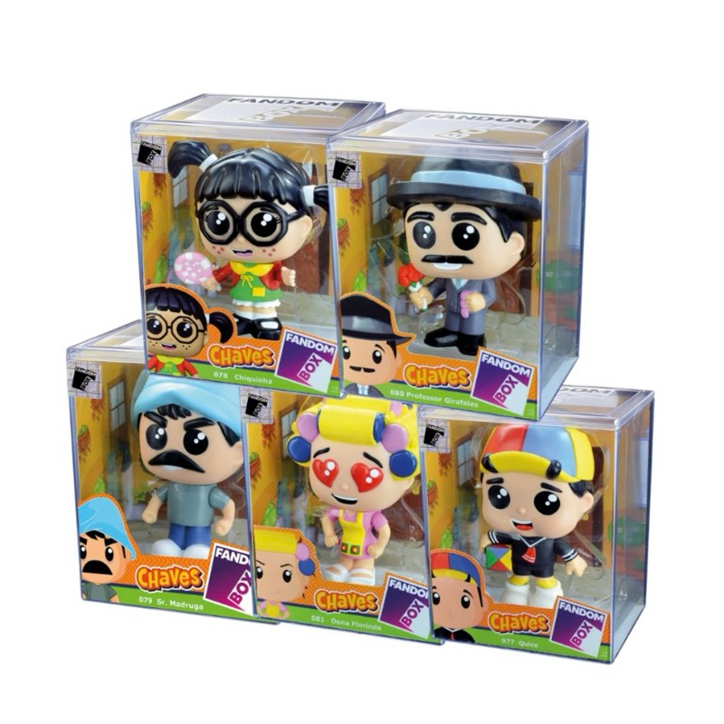 Bonecos Turma do Chaves Fandom Box Chiquinha Kiko Dona Florinda Professor Girafales Seu Madruga