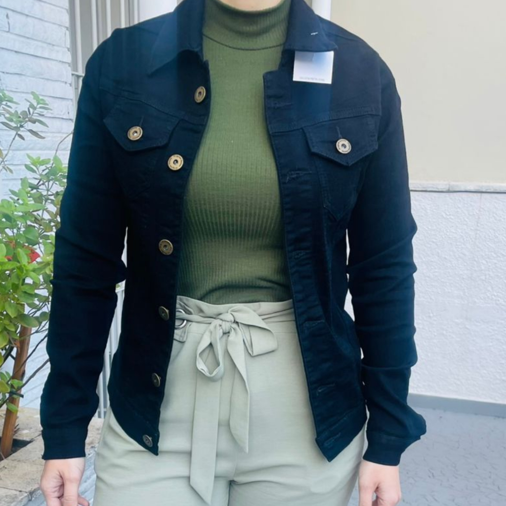 Jaqueta Feminina Preta Sarja - Comprar com Melhor Preço em Jaquetas, Casacos e Coletes