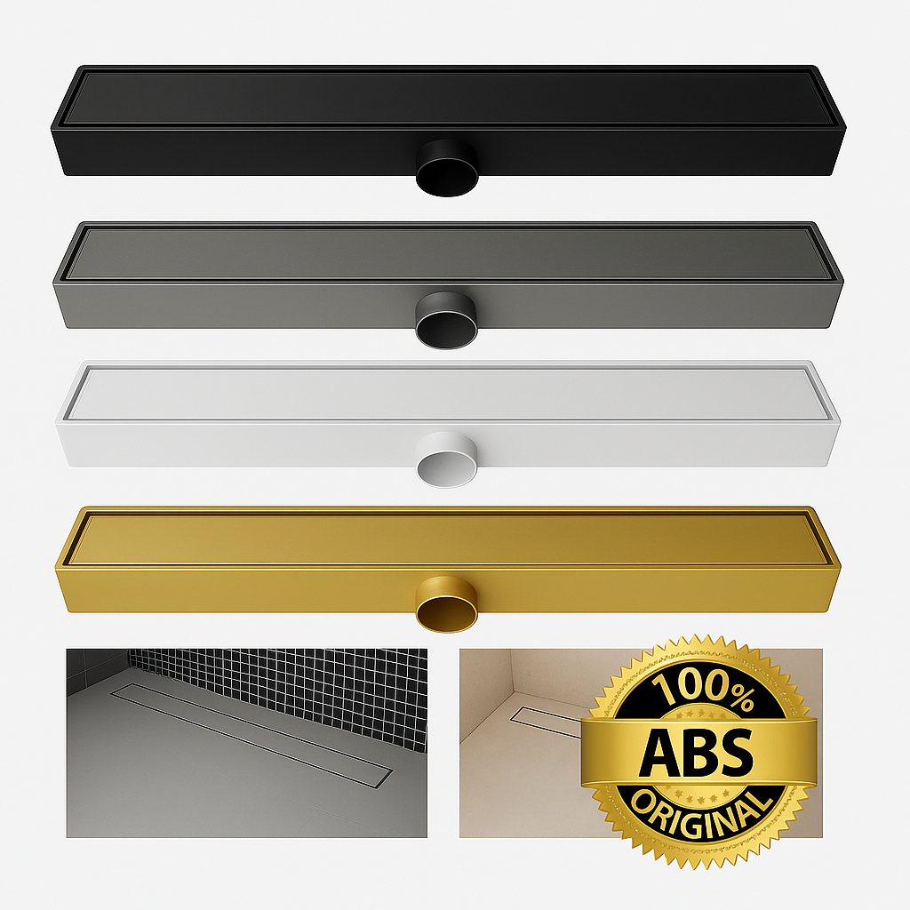 Ralo Invisível Linear 7x50cm Piso/Porcelanato com Sifão Anti Odor Único com DN50mm