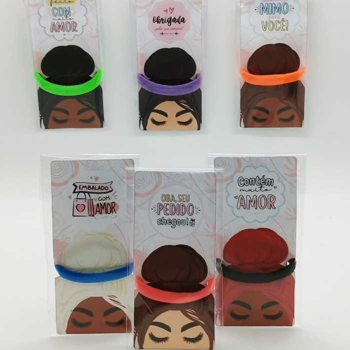 Kit Brinde Para Clientes Tag Amarradores de Cabelo Xuxinha Rabico Mimos + Saquinho de Brinde