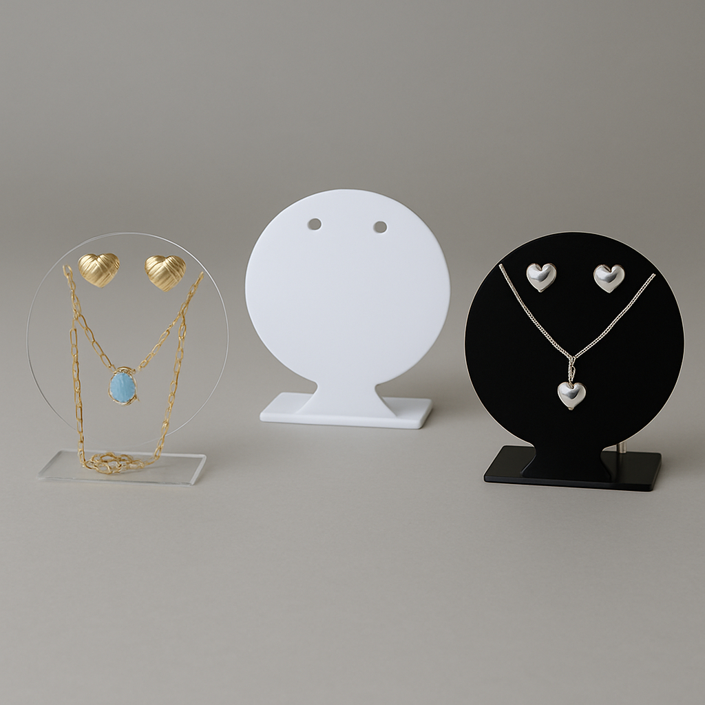 Kit 5 Expositores De Joias Semijoias Bijuterias Em Acrílico Brincos Colar em Oferta na Shopee