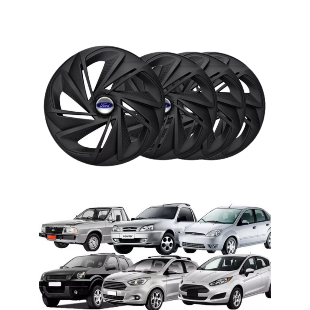 Calota Aro 14  Ford Fiat Volkswagen Chevrolet Peugeot Nitro Fosc Black