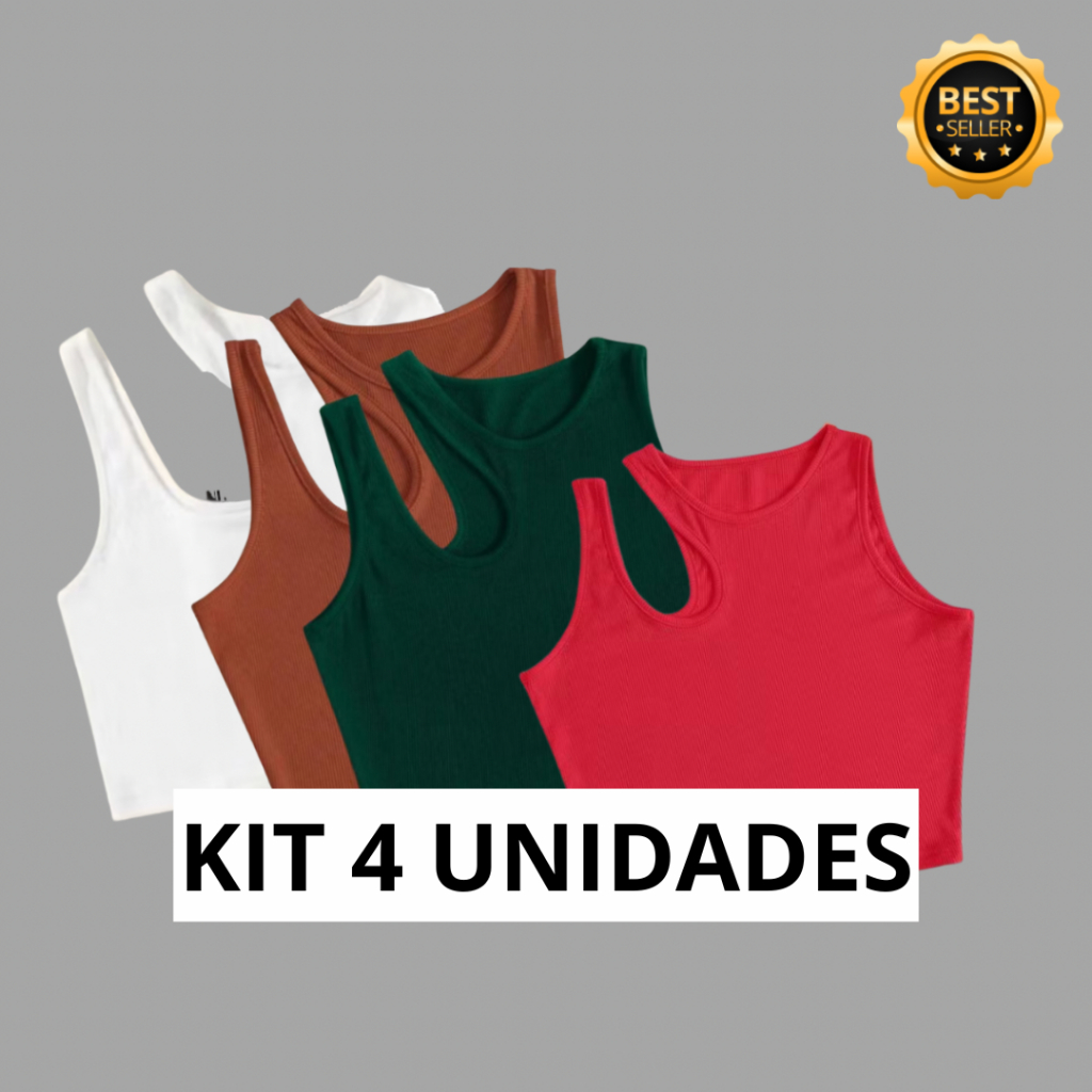 Kit Com 4 Cropped Blogueira Top Com 2 Alças em Oferta na Shopee