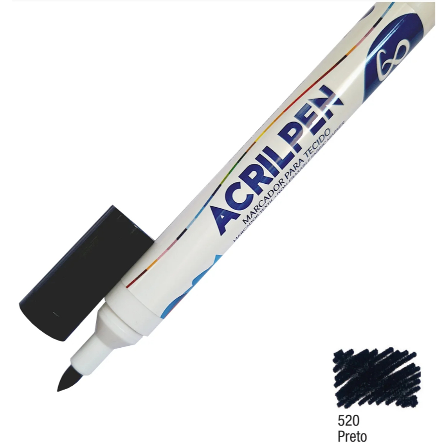 Caneta para Tecido Acrilpen Acrilex - Preto em Oferta na Shopee