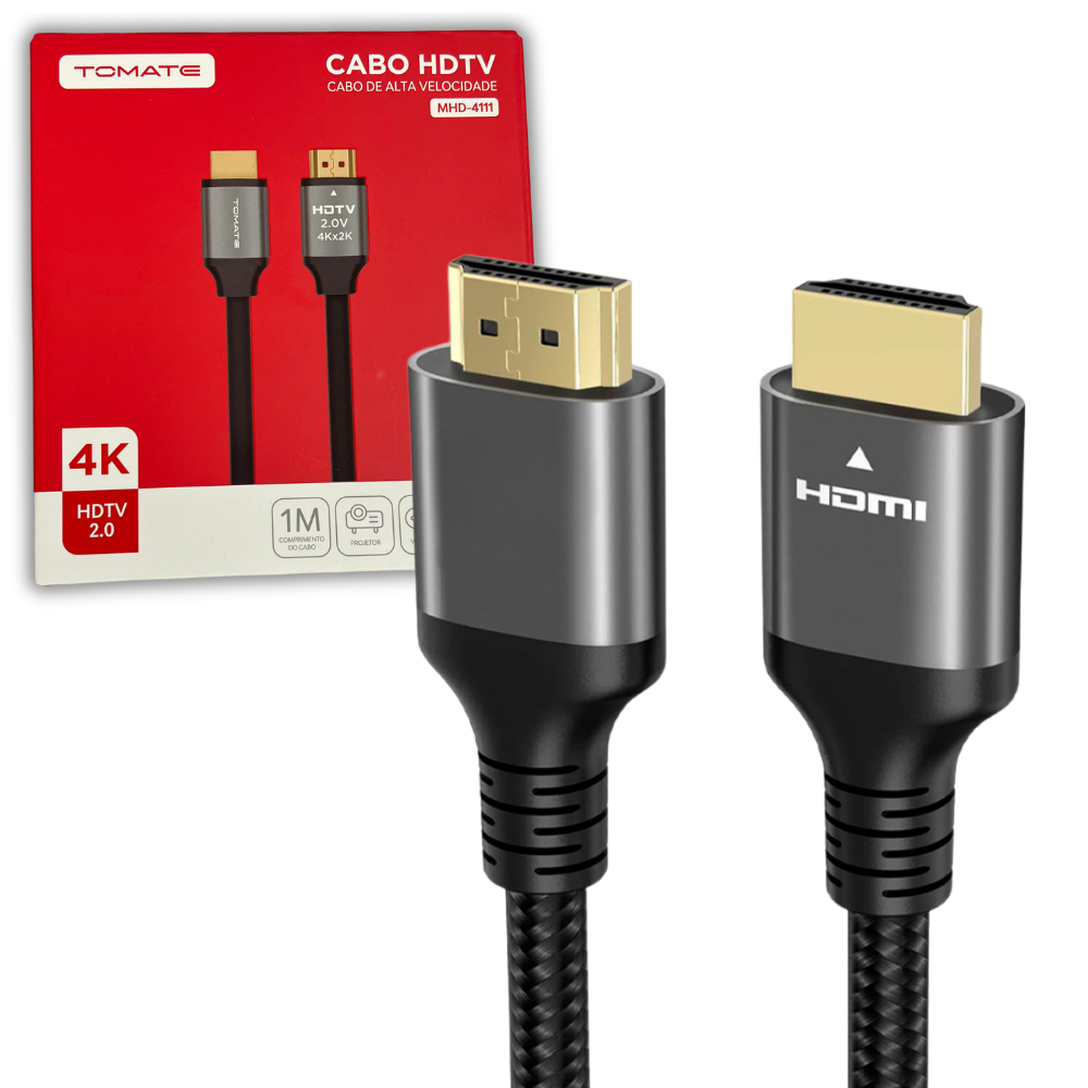 Cabo Hdmi 4k 1m 2m 3m 2.0 Ultrahd 120hz Ps5 Ps4 Xbox Premium compacto Banhando a Ouro