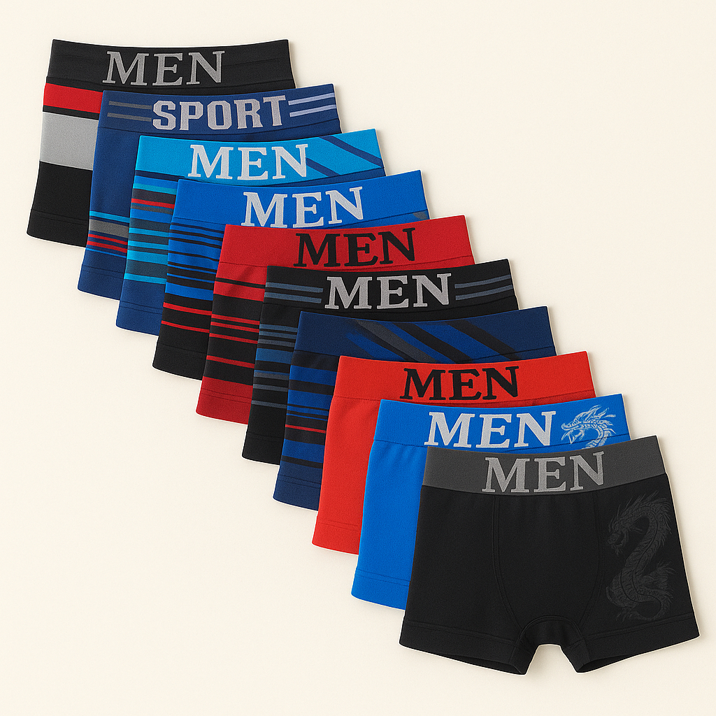 KIT 8 Cueca Boxer Microfibra Sem Costura Masculina Adulto – Super Conforto envio imediato