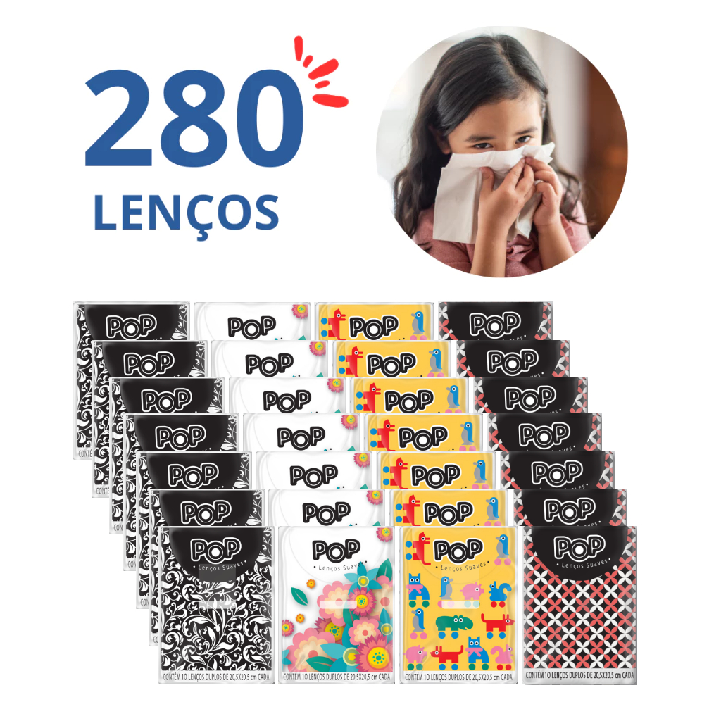Kit de Lenço de Papel Duplo POP Suaves Pacotes Compacto