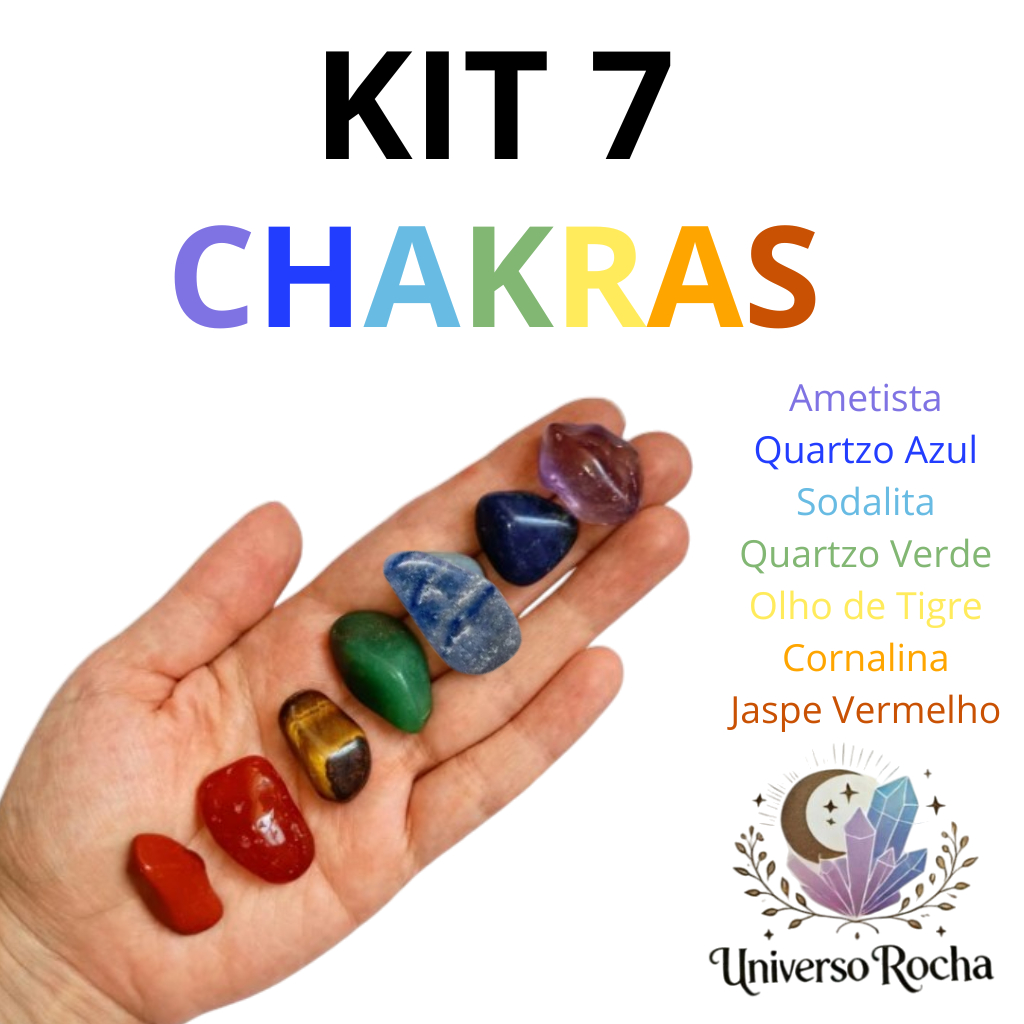Imagem Kit 7 Pedras Dos Chakras mini Cristais 100% Naturais Equilibrio - Reiki Meditação Conexão Espiritual