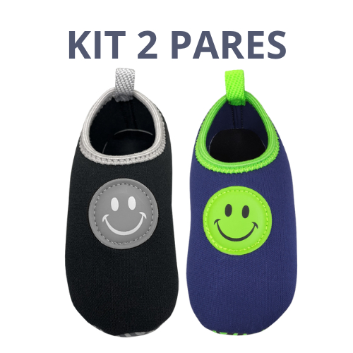 Kit Sapatilha Infantil Menino Antiderrapante Macia Meia Conforto Calce Fácil Magicc S099/S098