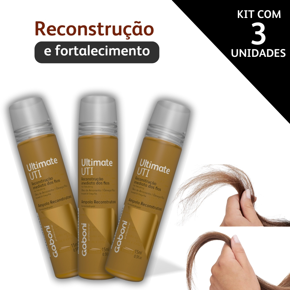Kit 3 Ampolas Reconstrução Imediata Ultimate UTI Gaboni