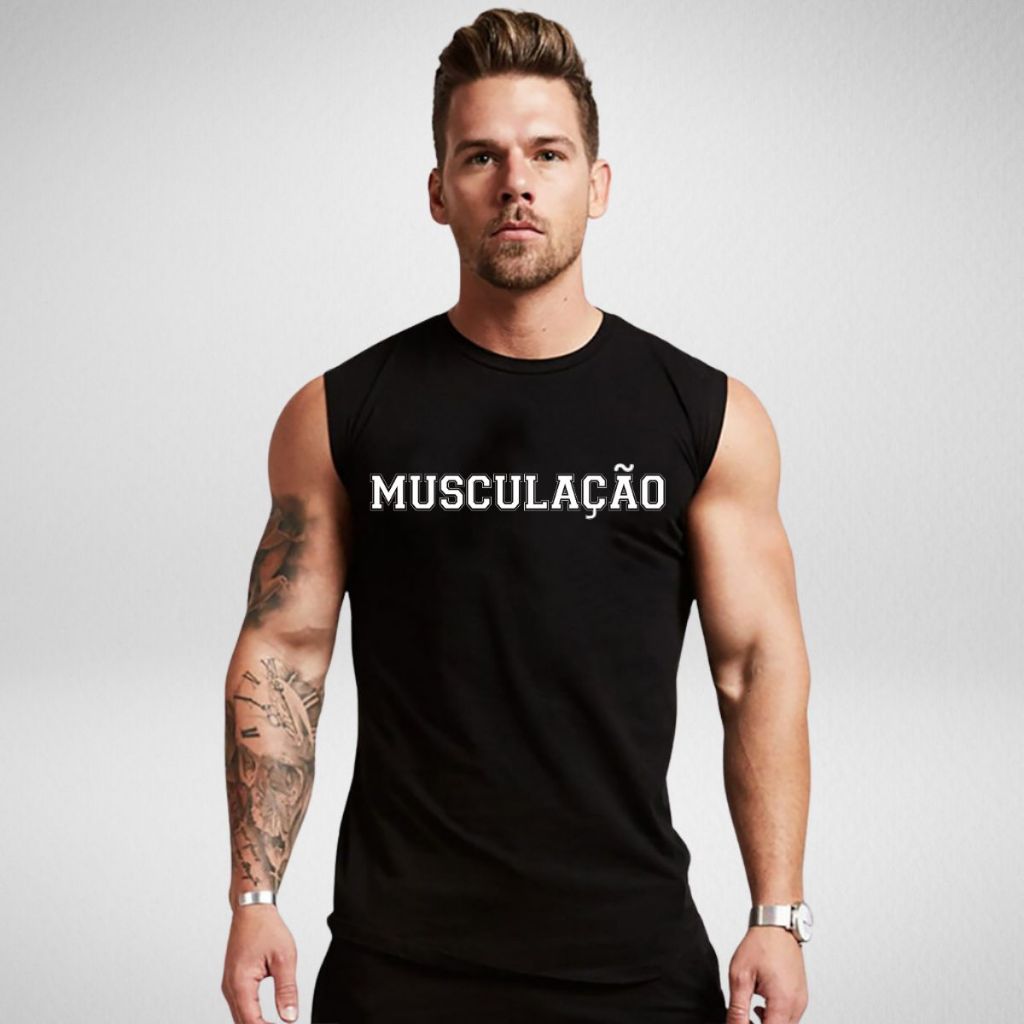 Regata Masculina Machão Musculação Oversized Longline Camiseta Academia Treino