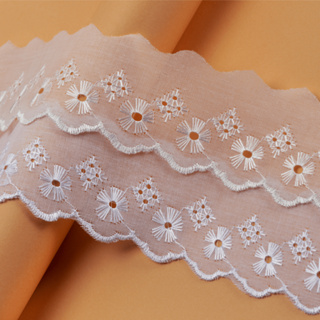 Bordado Inglês 5cm Peça com 13,7 metros - Lese Bico Tira Bordada - 90% Poliéster 10% Algodão. em Oferta na Shopee