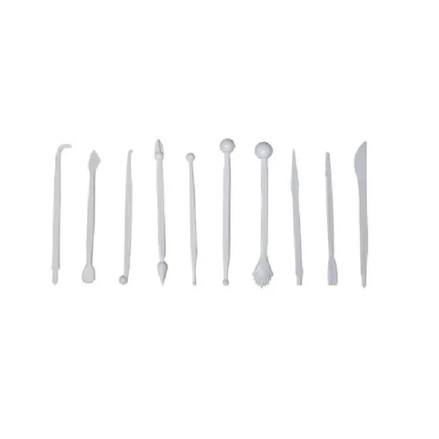 Kit de Estecas para Pasta Amaricana Modelagem 10 Ferramentas p/ Bolo, Doces, Massinhas, etc