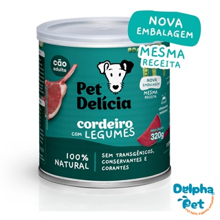 Ração Úmida Natural Para Cães Cordeiro com Legumes 320g Pet Delícia em Oferta na Shopee