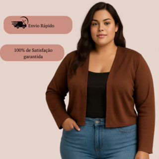 Cardigan Bolero Cropped Plus Size Tendência Manga Longa Confortável Elegante Versátil em Oferta na Shopee