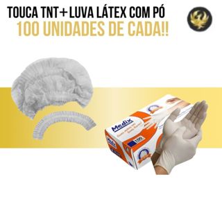 100 Toucas Descartáveis TNT BRANCA + 100 Luvas Látex Com Pó Uso Geral em Oferta na Shopee