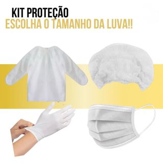 Kit 10 Avental Descartável TNT Gr 20 + 100 Toucas Descartáveis + 100 Máscaras Brancas + 100 Luvas Látex Com Pó USO GERAL em Oferta na Shopee