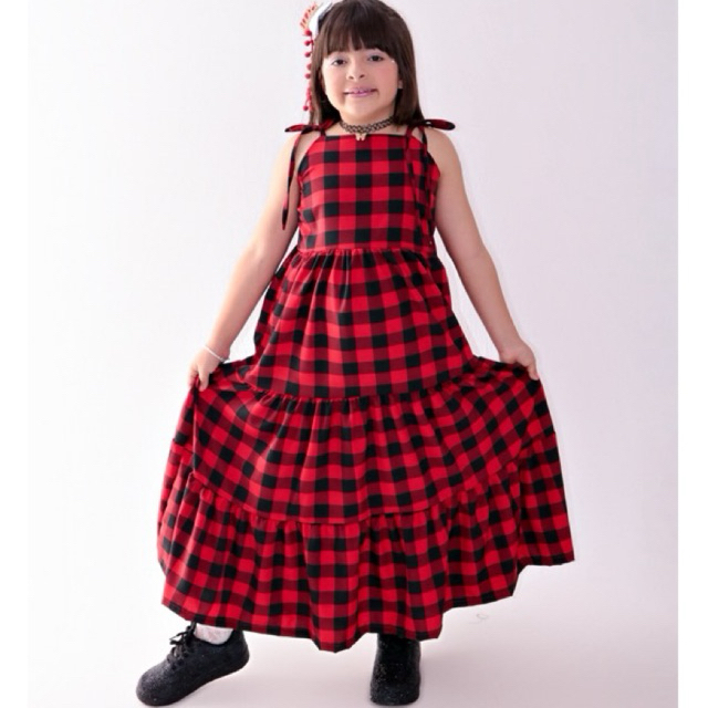 Vestido Infantil Longo Xadrez Junino São João Vestido Junino