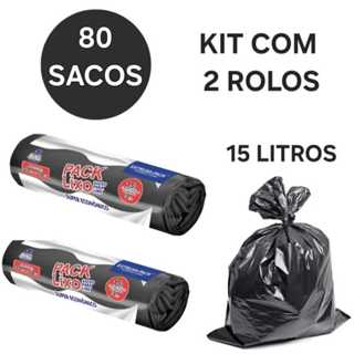 Kit Com 2 Rolos 80 Sacos De Lixo 15 Litros Banheiros Pia Cozinha Resistente Economico Pratico Eficiente em Oferta na Shopee
