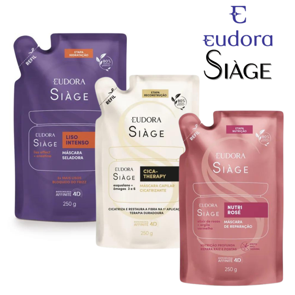Liso Intenso + Nutri Rosé + Cica-Therapy Combo Eudora Siàge Máscaras REFIL