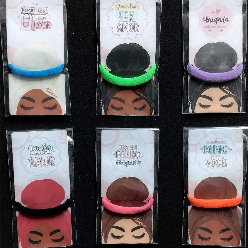 Kit Tag Amarradores de Cabelo Brinde Para Clientes Xuxinha Rabico Mimos + Saquinho de Brinde