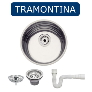 Cuba Redonda Tramontina Luna 30 BL Standard Aço Inox Polido 30 cm com Válvula e Sifão 94071507 em Oferta na Shopee