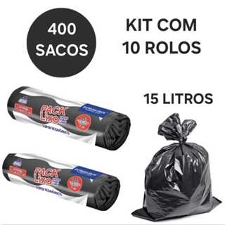 Kit 10 Rolos 400 Sacos De Lixo 15 Litros Economico Eficiente Pratico Banheiro Escritorios Resistente em Oferta na Shopee
