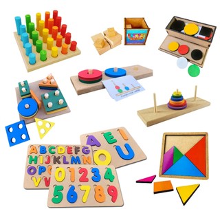 Kit 10x Brinquedo Pedagógico Educativo Lúdico Montessori Escolar Madeira Autismo Autista Autismo Autista