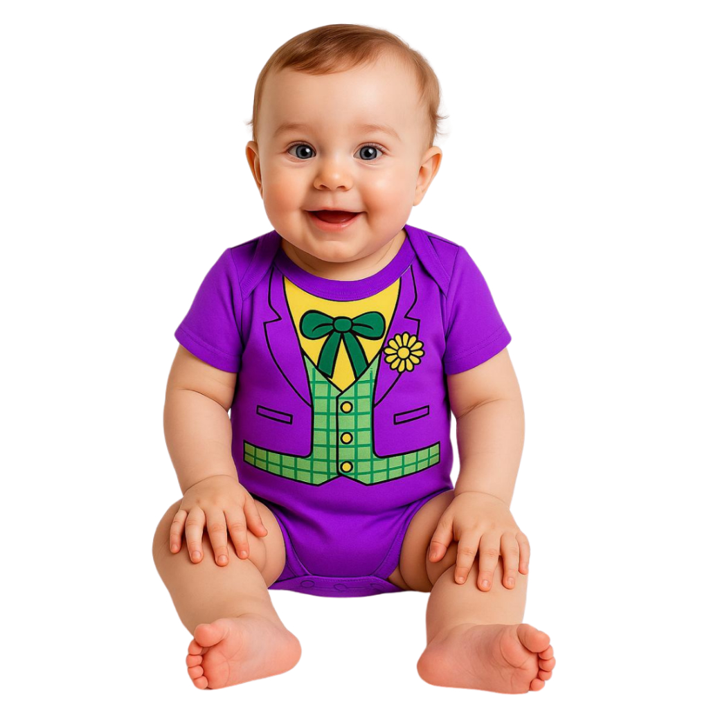 Body Bebe Alerquina Coringa Macacao Tematico Infantil Personagens Fantasia Mesversario Bori bory