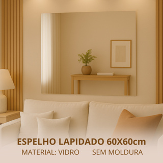 Espelho Banheiro Grande 60 cm x 60cm + kit instalação Decoração Sala Casa Lavabo Salão Barbearia em Oferta na Shopee