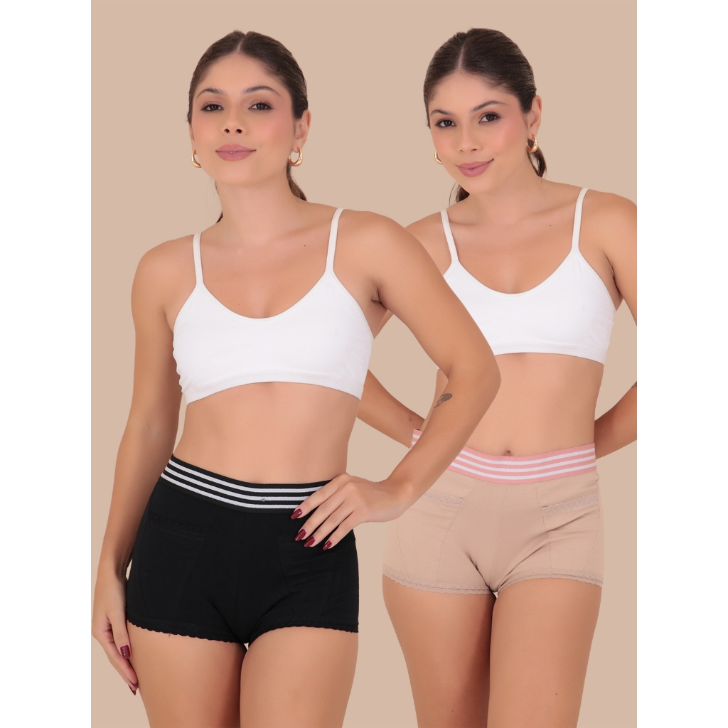 Kit 2 Calcinhas Short Algodão Lingerie Moda Íntima - Women Clothes