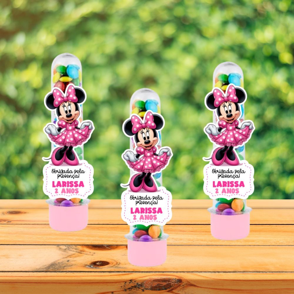 Aplique para Tubete 13 cm Minnie Rosa - Aplique para Tubete Minnie Rosa Personalizado