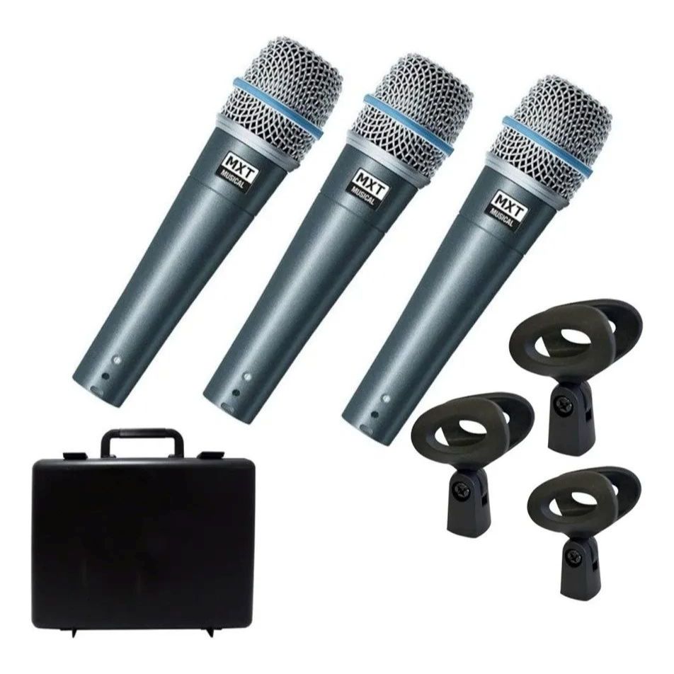 KIT 3 MICROFONES DINÂMICO PROFISSIONAL em Oferta na Shopee