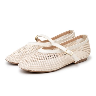 Sapatilha De Tela Transparente Bico Redondo Feminina Laila Rasteira Off White em Oferta na Shopee