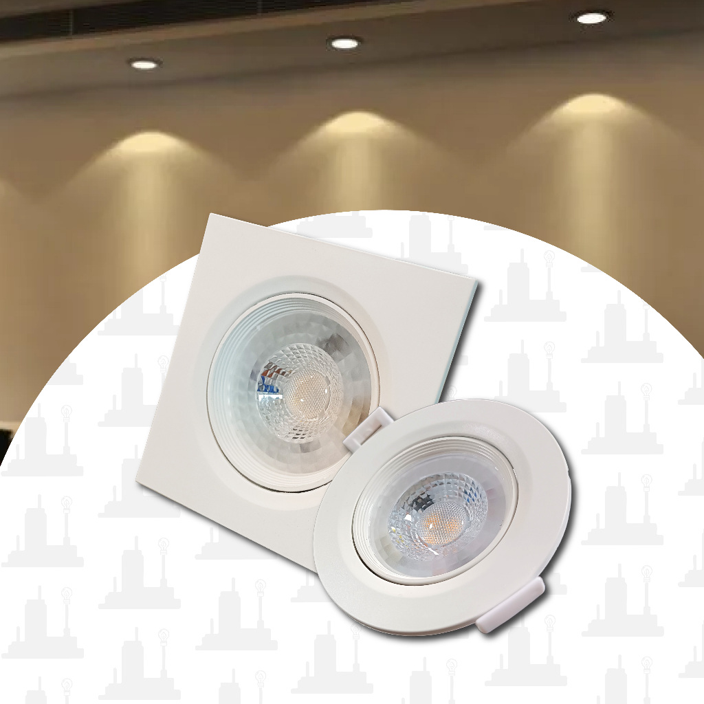 Spot led 5w/7w Luminária Bivolt Direcionavel Redondo Quadrado Embutido 6500K/ 3000K LED FACTORY em Oferta na Shopee