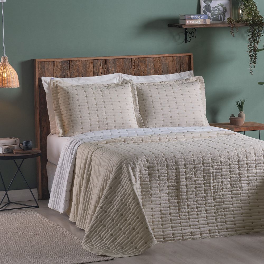 Kit Colcha Cobre Leito SOLTEIRO/CASAL/QUEEN/KING/SUPER KING Dupla Face Percal 200 Fios Decor