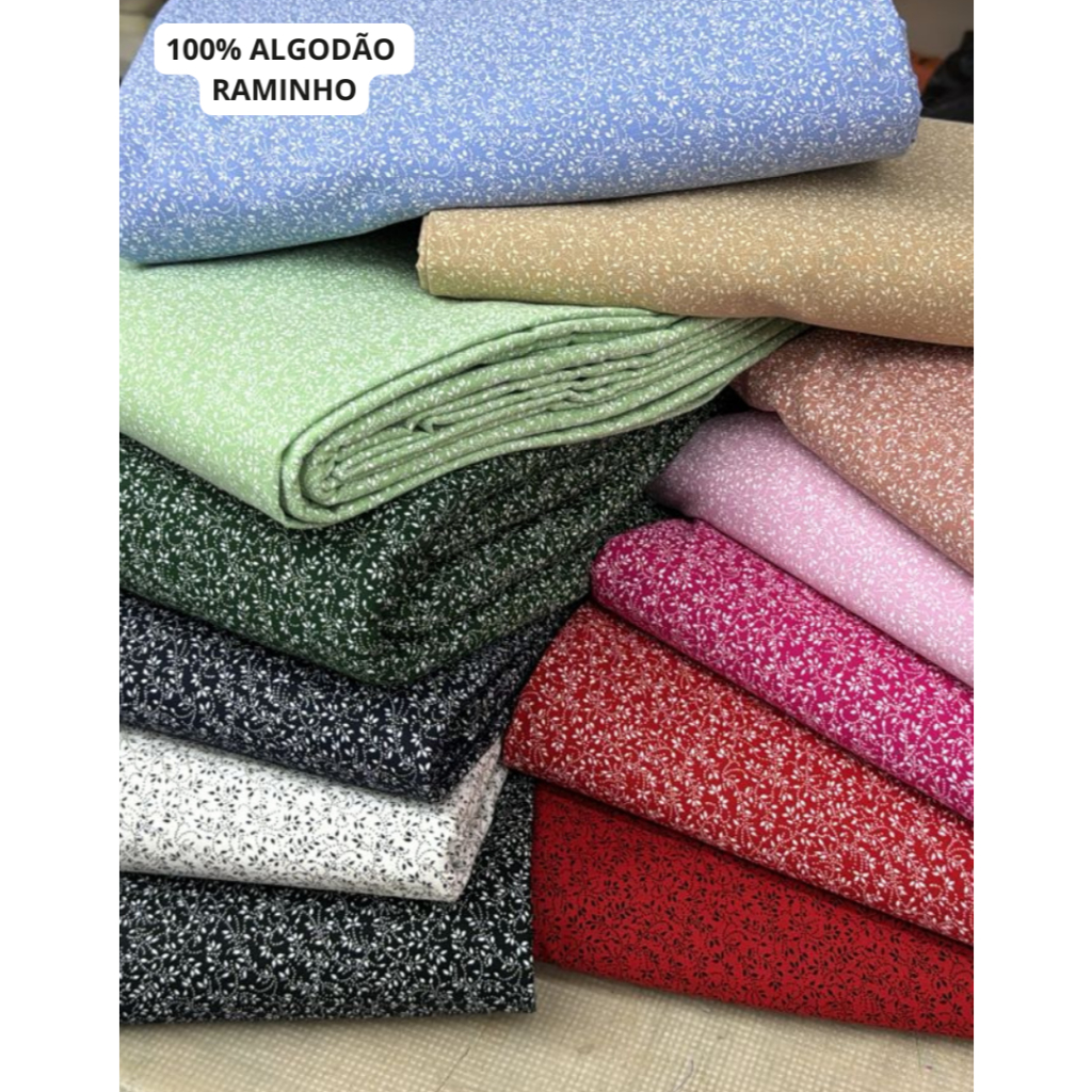 Tricoline 100% algodão Raminho 1,5m largura