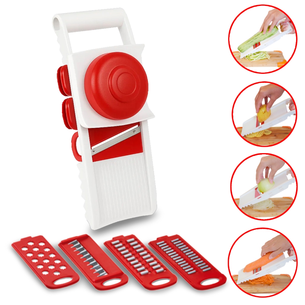 Multi Cortador Fatiador Ralador 5 Lâminas Diferentes Com Travas 5 em 1 Keita