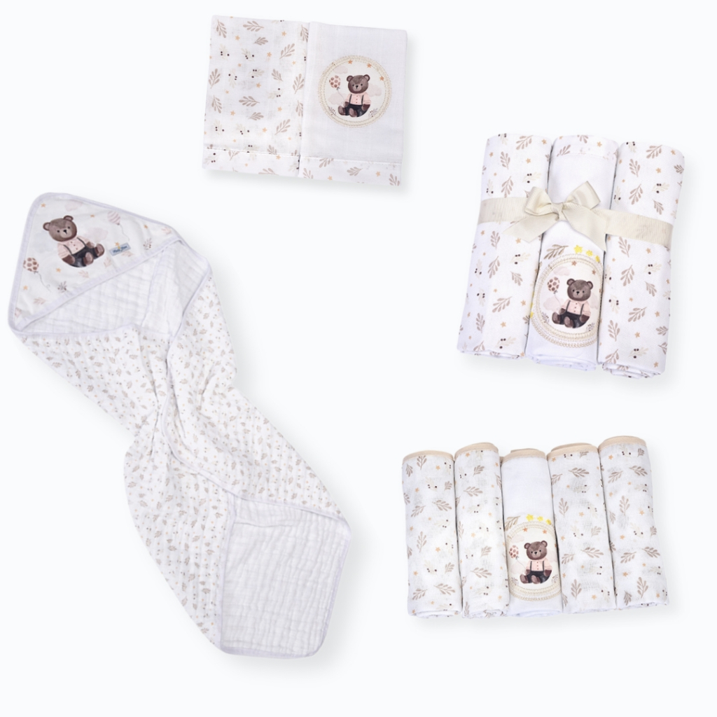 Kit Enxoval Bebê 11 Peças – Fralda, Toalha Soft, Cueiro e Paninhos | Menino, Menina ou Unissex em Oferta na Shopee