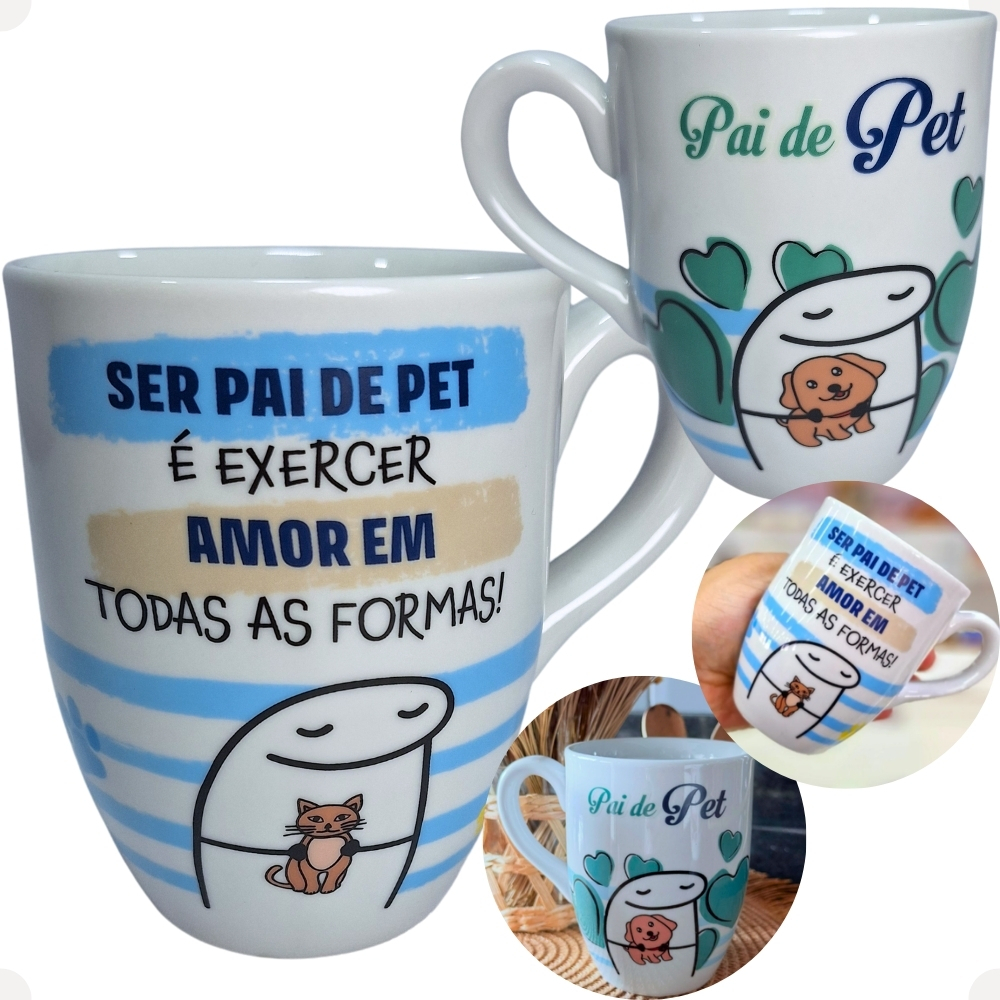 Caneca Meme Ser Pai de Pet É Exercer Amor Em Todas As Formas em Porcelana 300ml Coleção de Haüskraft em Oferta na Shopee