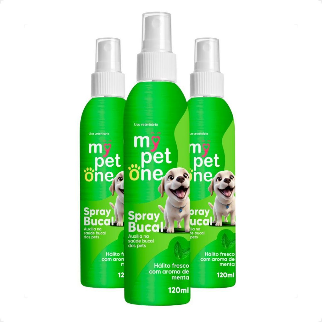 Kit 3 Spray Bucal Menta para Cães e Gatos Mypetone - 120mL