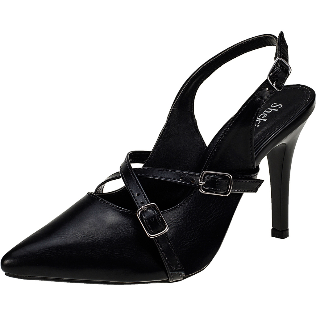 Sapato Scarpin Feminino Bico Fino Salto Fino Stiletto Slingback Shekinah Tiras Fivela Confortável em Oferta na Shopee