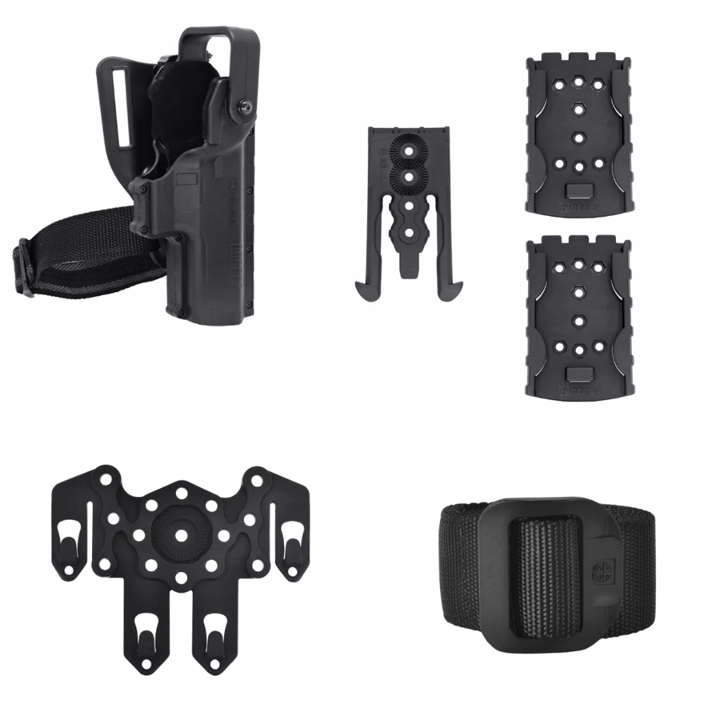 Kit Coldre Hammer PRO Mid-Ride Bélica + Cinto BDU 40 mm Bélica + Adaptador Speed + Strike 4 Pontas